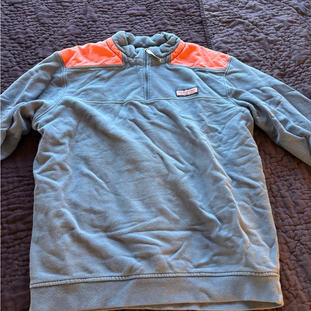 Vineyard Vines Men's blue and Orange Zip-Up Sweater